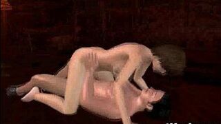 This sexy 3D brunette babe is riding a big cock porn video